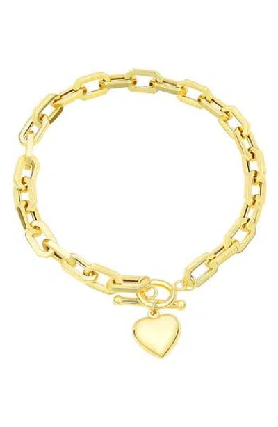 Candela Jewelry Heart Charm Toggle Bracelet In Gold