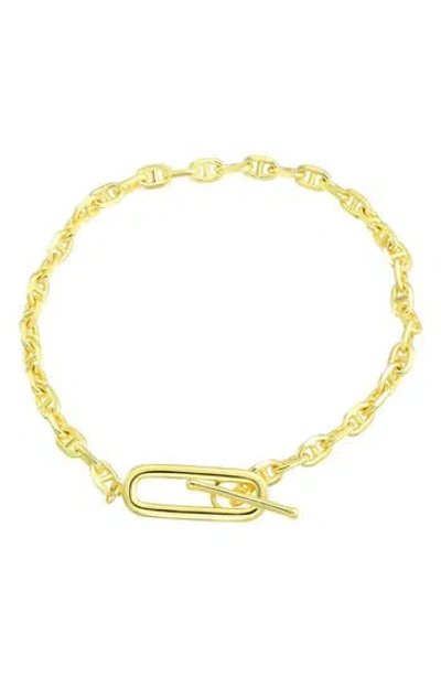 Candela Jewelry Mariner Chain Paper Clip Toggle Bracelet In Gold