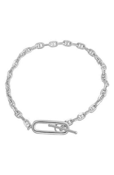 Candela Jewelry Mariner Chain Paper Clip Toggle Bracelet In Silver