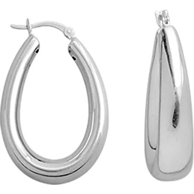 Candela Jewelry Oval Hoop Earrings In Silver