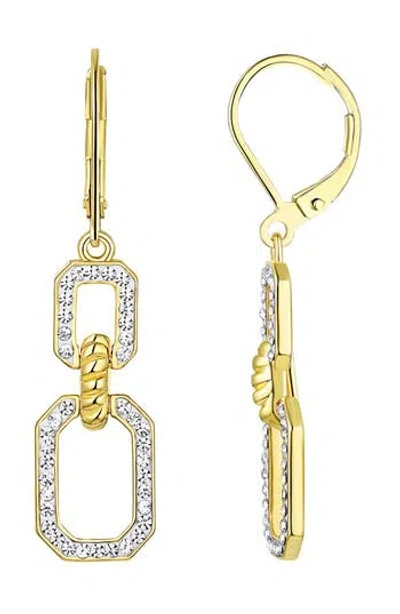 Candela Jewelry Paper Clip Crystal Drop Earrings In Gold
