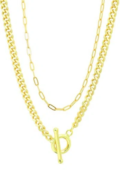 Candela Jewelry Paper Clip Cuban Toggle Necklace In Gold
