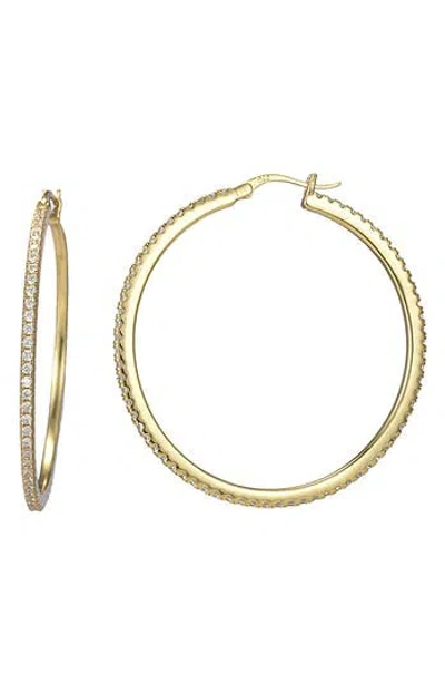 Candela Jewelry Pavé Cubic Zirconia Hoop Earrings In Transparent