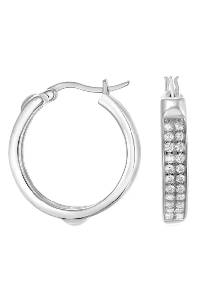 Candela Jewelry Pavé Cz Hoop Earrings In Metallic