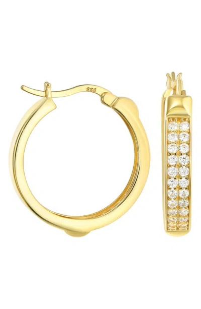 Candela Jewelry Pavé Cz Hoop Earrings In Gold