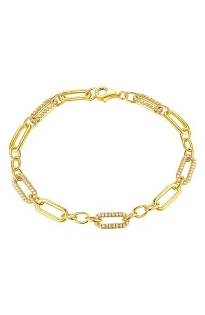 Candela Jewelry Pavé Cz Oval Link Bracelet In Gold