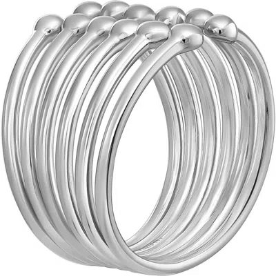 Candela Jewelry Ribbed Band Ring In Metallic