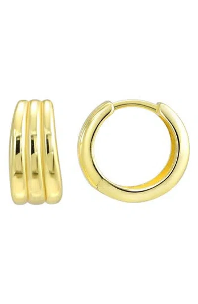 Candela Jewelry Ribbed Huggie Hoop Earrings In Gold