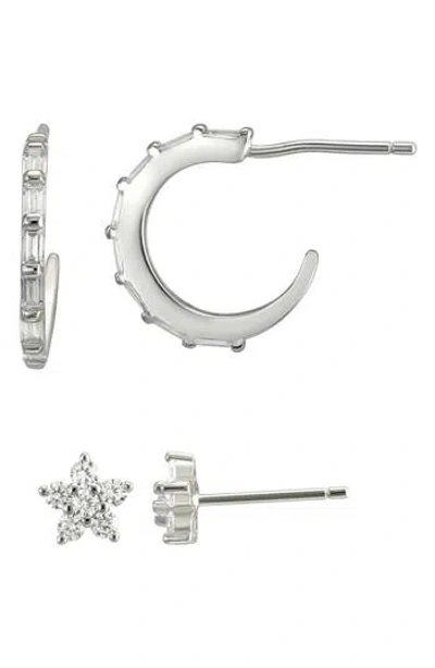 Candela Jewelry Set Of Two Stud & Hoop Earrings In Transparent