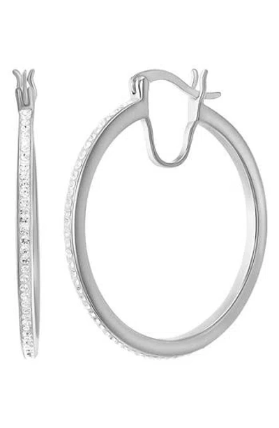Candela Jewelry Sterling Silver Crystal Hoop Earrings