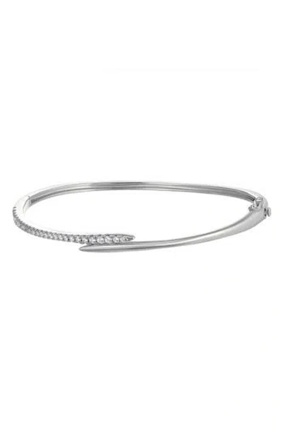 Candela Jewelry Sterling Silver Cubic Zirconia Bypass Bangle Bracelet