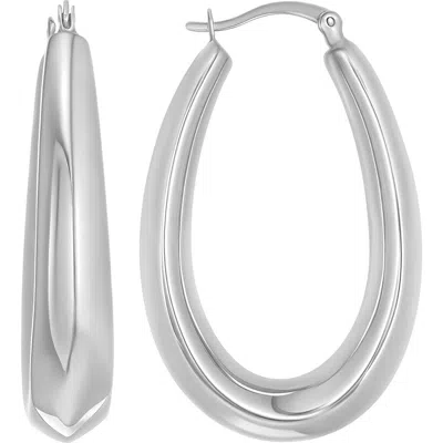 Candela Jewelry Sterling Silver Oval Hoop Earrings