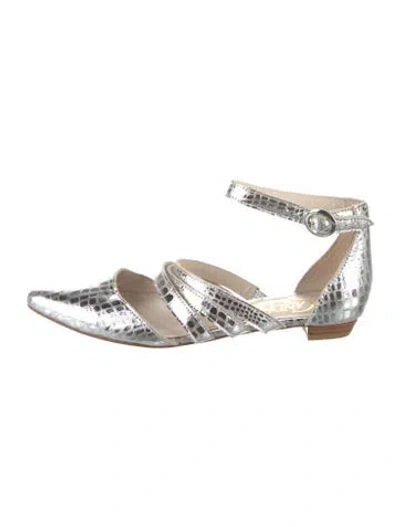 Pre-owned Candela Leather Animal Print Sandals In Metallic/silver