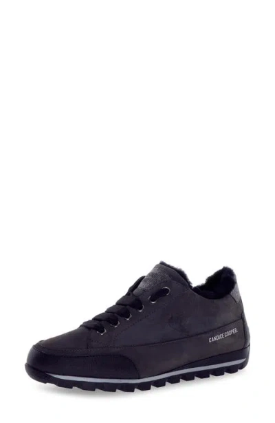 Candice Cooper Runlo Genuine Shearling Lined Sneaker In Black