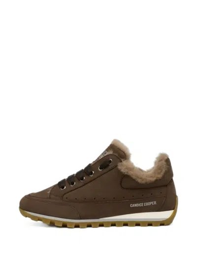 Candice Cooper Runlo Track Shearling-lined Leather Sneakers In Brown