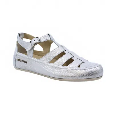 Candice Cooper Women's Rock T-bar Bottled Leather Sandals In Silver
