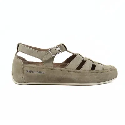Candice Cooper Women's Rock T-bar Velvet Suede Sandals In Slate In Gray