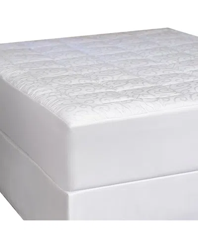 Candice Olson Jacuard Scroll Luxury 300 Thread Count Mattress Pad In White
