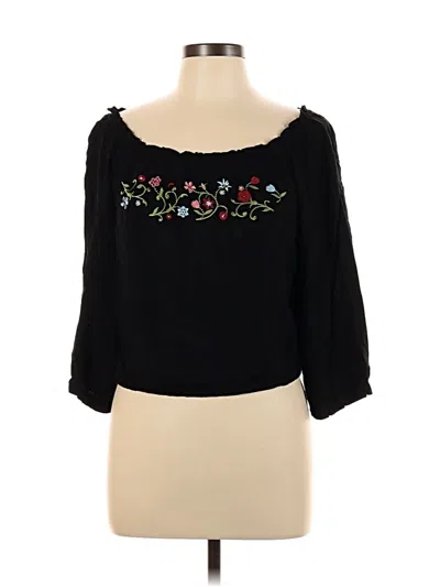 Pre-owned Candies Candie's 3/4 Sleeve Top Black Sweetheart Neckline Tops