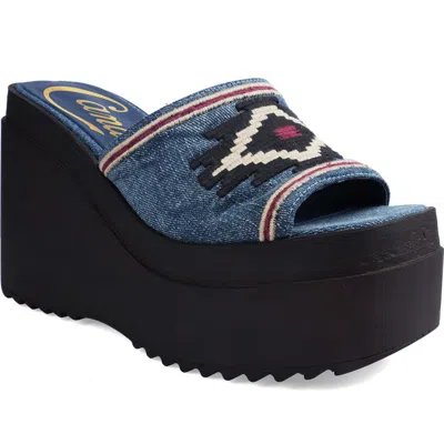 Candies Candie's Berina Platform Wedge Sandal In Blue