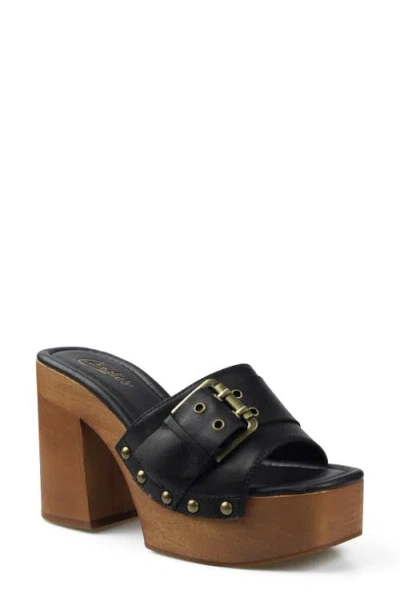Candies Candie's Blooms Faux Leather Platform Slide Sandal In Black