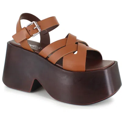 Candies Candie's Elisabeth Ankle Strap Platform Sandal In Brown