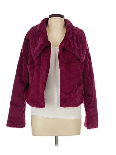 Pre-owned Candies Candie's Faux Fur Jacket In Burgundy