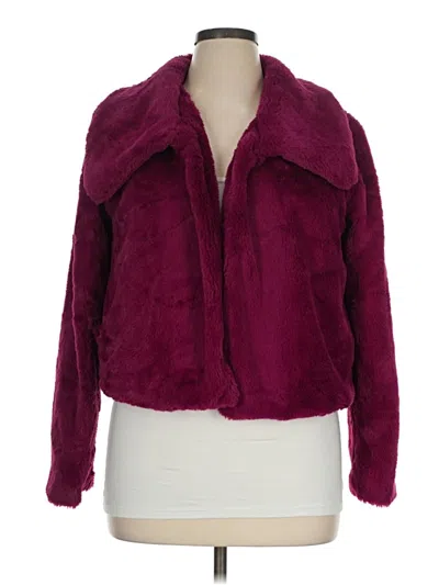 Pre-owned Candies Candie's Faux Fur Jacket In Burgundy