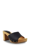 Candies Candie's Fidda Platform Slide Sandal In Black Leather