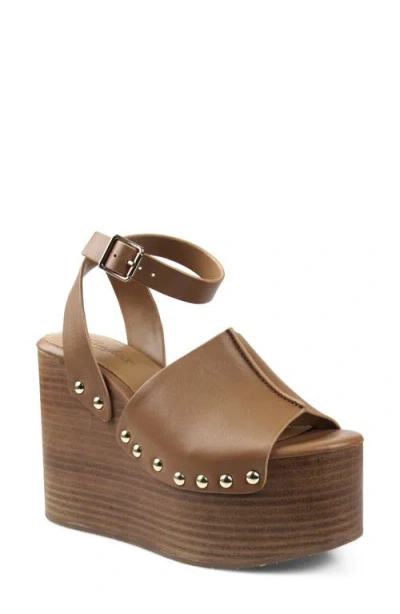 Candies Candie's Jackson Ankle Strap Platform Wedge Sandal In Brown