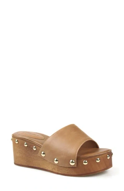 Candies Candie's Jewell Platform Wedge Slide Sandal In Brown