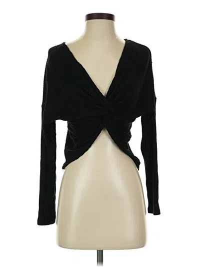 Pre-owned Candies Candie's Long Sleeve Top Black Plunge Neckline Tops