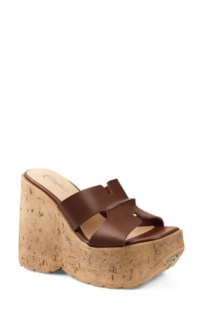 Candies Candie's Marabelle Platform Wedge Slide Sandal In Brown
