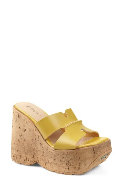 Candies Candie's Marabelle Platform Wedge Slide Sandal In Yellow