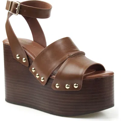 Candies Candie's Savoyy Faux Leather Wedge Sandal In Brown