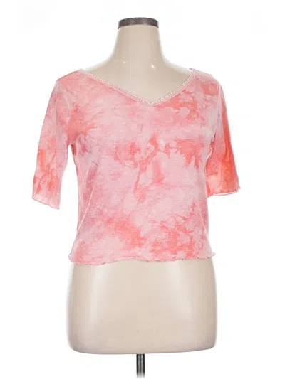 Pre-owned Candies Candie's Short Sleeve Top Pink Tie-dye Pattern Sweetheart Neckline Tops