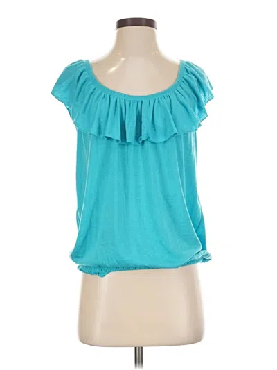 Pre-owned Candies Candie's Short Sleeve Top Teal Ruffles Neckline Tops