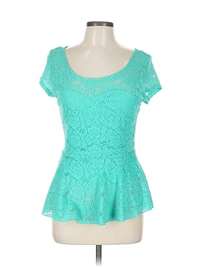 Pre-owned Candies Candie's Short Sleeve Top Teal Sweetheart Neckline Tops In Blue