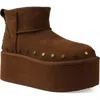 Candies Candie's Shye Faux Fur Platform Bootie In Tan Suede