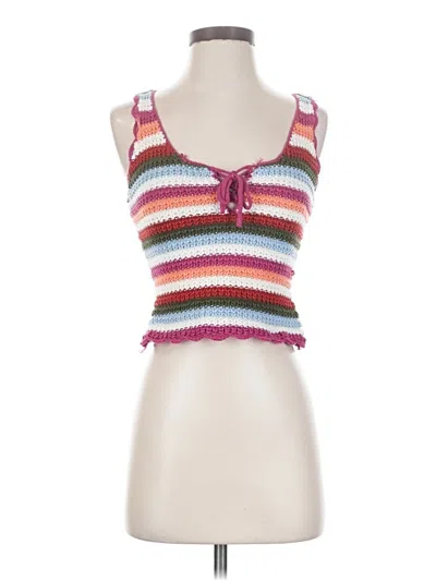 Pre-owned Candies Candie's Sleeveless Top Pink Stripes Pattern Sweetheart Neckline Tops