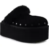 Candies Candie's Sutton Faux Fur Platform Clog In Black Suede