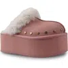 Candies Candie's Sutton Faux Fur Platform Clog In Pink Suede