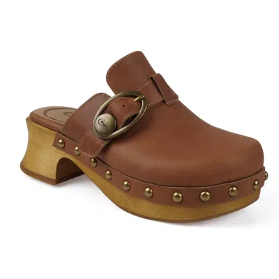 Candies Candie's Tera Platform Clog In Tan Leather