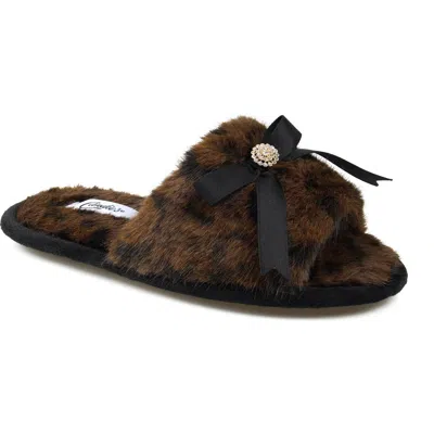 Candies Candie's Wendy Faux Fur Slide Sandal In Brown