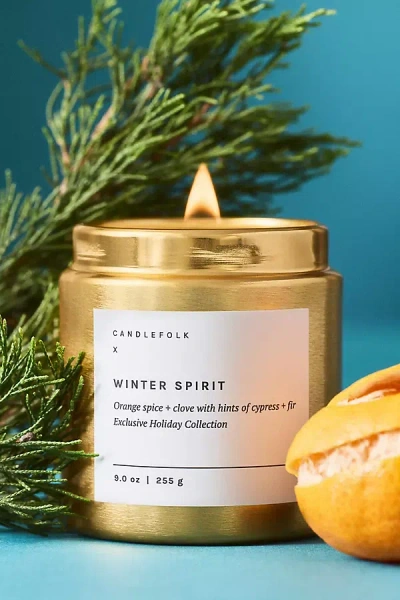 Candlefolk Woody Winter Spirit Tin Candle In Gold