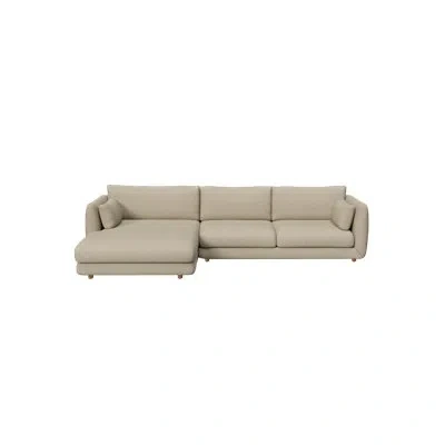 Cane-line Bloom 2-seater Sofa W/chaise Lounge Right & Teak Legs In Brown