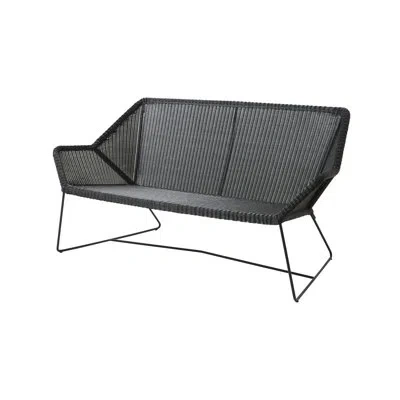 Cane-line Breeze 60.7'' Wide Outdoor Wicker Loveseat With Cushion In Black,dark Blue