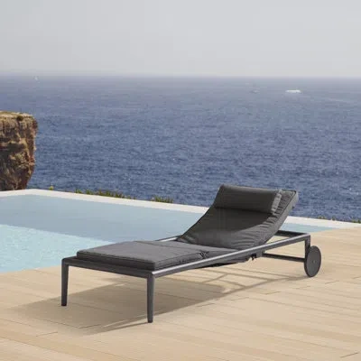 Cane-line Conic 86.7" Long Reclining Single Chaise With Cushions In Gray