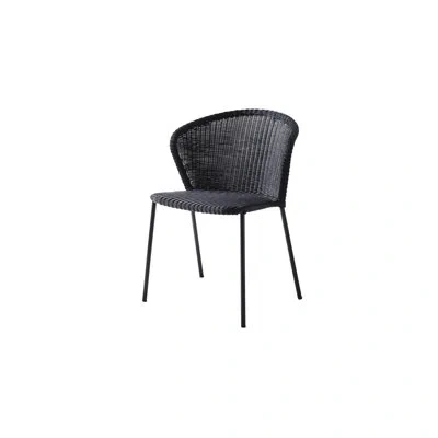 Cane-line Lean Stacking Patio Dining Side Chair With Cushion In Black