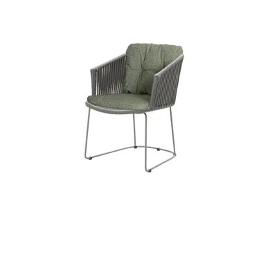 Cane-line Moments Patio Dining Armchair With Dark Green Cushion In Gray
